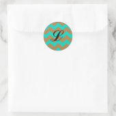 20 - 1,5 Envelope Seal Chevron Brown & Seafoam Ronde Sticker (Tas)