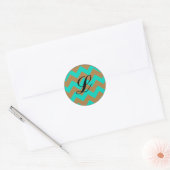 20 - 1,5 Envelope Seal Chevron Brown & Seafoam Ronde Sticker (Envelop)