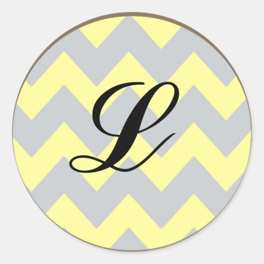 20 - 1,5 Envelope Seal Chevron Yellow & Grey Ronde Sticker (Voorkant)