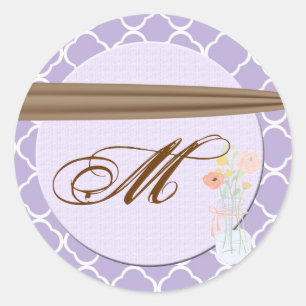 20 - 1.5 Envelope Seal Country Mason Jar Flowers Ronde Sticker