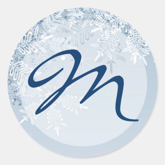 20 - 1.5 Envelope Seal Crystal Snowflakes Winter Ronde Sticker (Voorkant)