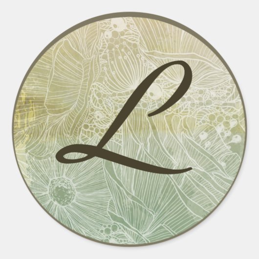 20 - 1.5 Envelope Seal  Floral Antiek Ronde Sticker (Voorkant)