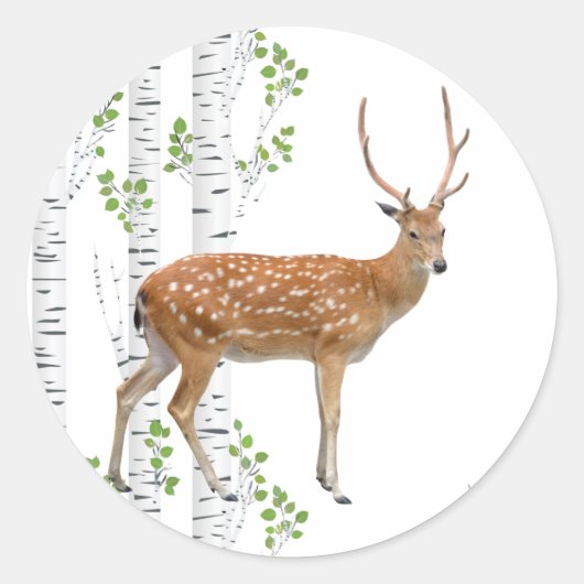 20 - 1.5 Envelope Seal Hert Doe Buck Woodland Ronde Sticker (Voorkant)