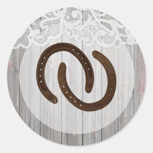 20 - 1.5 Envelope Seal Hoefijzers op Houtkant Ronde Sticker (Voorkant)