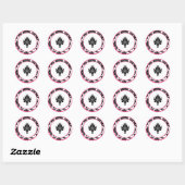 20 - 1,5" Envelope Seal Hot Pink Black Damask Ronde Sticker (Vel)