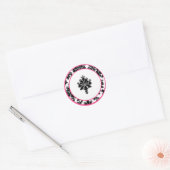 20 - 1,5" Envelope Seal Hot Pink Black Damask Ronde Sticker (Envelop)