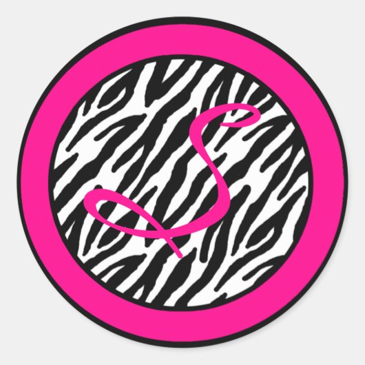 20 - 1,5" Envelope Seal Hot Pink Zebra Print Ronde Sticker (Voorkant)