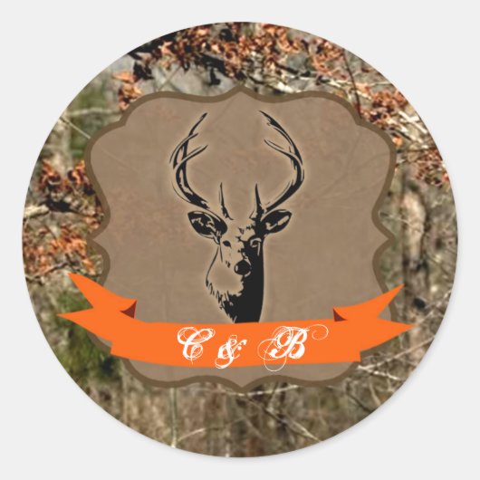 20 - 1.5 Envelope Seal Hunting Deer Buck Head Cam Ronde Sticker (Voorkant)