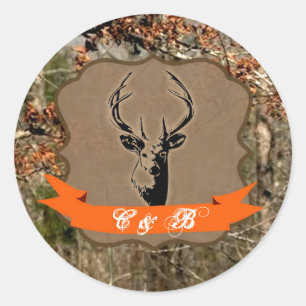 20 - 1.5 Envelope Seal Hunting Deer Buck Head Cam Ronde Sticker