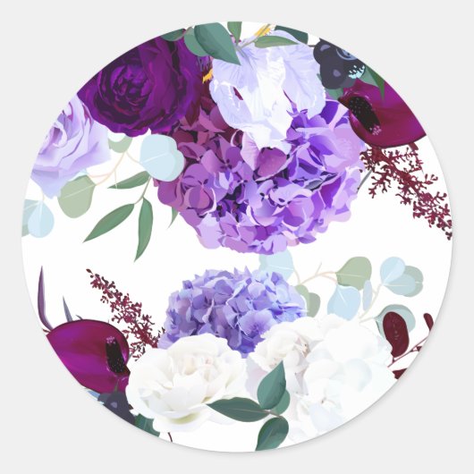 20 - 1,5 Envelope Seal Lavender Hibiscus on Whi Ronde Sticker (Voorkant)