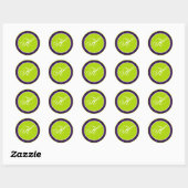 20 - 1.5" Envelope Seal Lime Groen & Paarse Ronde Sticker (Vel)
