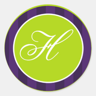 20 - 1.5" Envelope Seal Lime Groen & Paarse Ronde Sticker