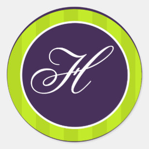 20 - 1.5" Envelope Seal Lime Groen & Paarse Ronde Sticker