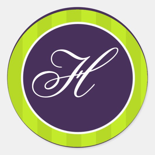 20 - 1.5" Envelope Seal Lime Groen & Paarse Ronde Sticker (Voorkant)