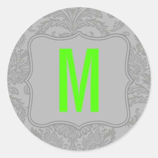 20 - 1.5 Envelope Seal Modern Grijs Damask Kant Ronde Sticker (Voorkant)