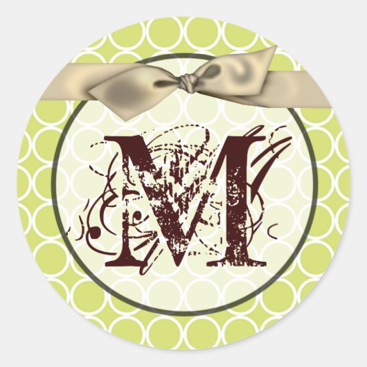20 - 1.5 Envelope Seal Monogram Groene Cirkel Patt Ronde Sticker (Voorkant)