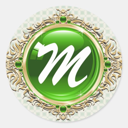 20 - 1.5 Envelope Seal Monogram Kerstmis Ronde Sticker (Voorkant)