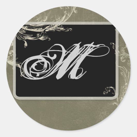 20 - 1,5 Envelope Seal Monogram Kerstmis XMAS Ronde Sticker (Voorkant)