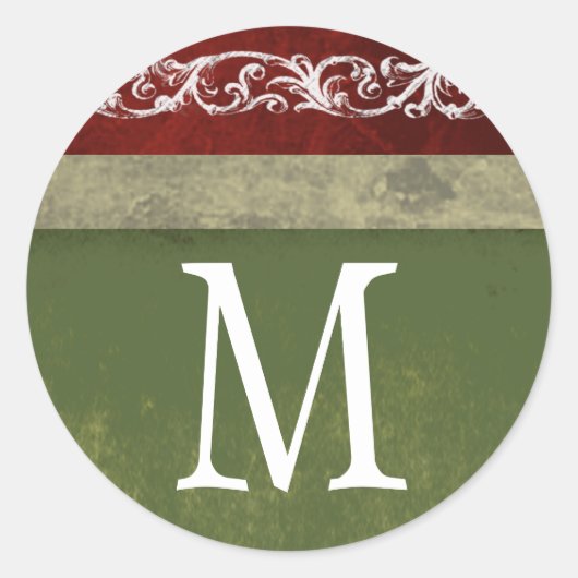 20 - 1,5 Envelope Seal Monogram Kerstmis XMAS Ronde Sticker (Voorkant)