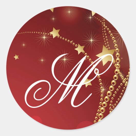 20 - 1,5 Envelope Seal Monogram Kerstmis XMAS Ronde Sticker (Voorkant)