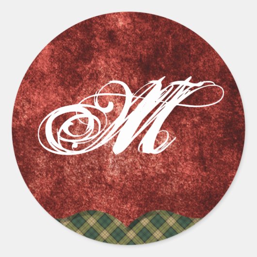 20 - 1,5 Envelope Seal Monogram Kerstmis XMAS Ronde Sticker (Voorkant)