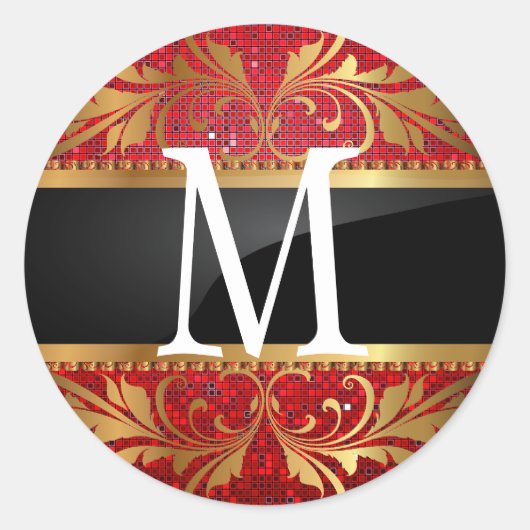 20 - 1,5 Envelope Seal Monogram Kerstmis XMAS Ronde Sticker (Voorkant)