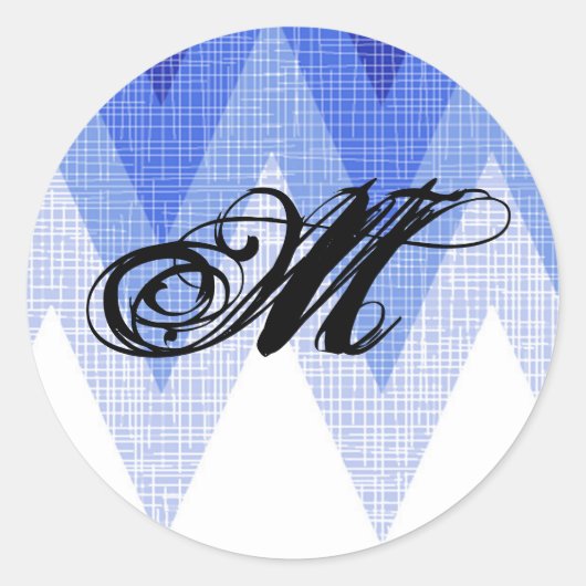 20 - 1.5 Envelope Seal Ombre Blue Chevron Ronde Sticker (Voorkant)