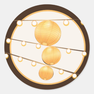 20 - 1.5 Envelope Seal Paper Lantaarns op Bruin Ronde Sticker