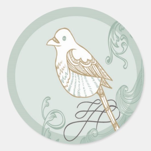 20 - 1.5 Envelope Seal  Vogelpaar Flouri Ronde Sticker (Voorkant)