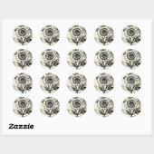 20 - 1.5 Envelope Seal Zwart & Wit Bloemen Toile Ronde Sticker (Vel)