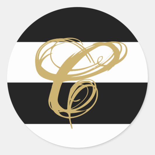 20 - 1,5-enveloppen - Moderne strepe Black White Ronde Sticker (Voorkant)