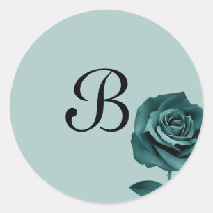 20 - 1,5-enveloppen: zeeënblauw Roos Ronde Sticker