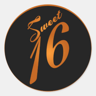 20 - 1,5" Envelopsluiting Sweet 16 Sweet 16 Oranje Ronde Sticker