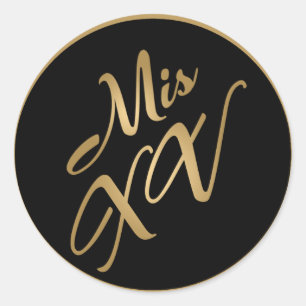 20 - 1.5"Envelopverbinding MIS XV Goud Zwarte Part Ronde Sticker