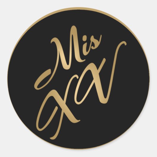 20 - 1.5"Envelopverbinding MIS XV Goud Zwarte Part Ronde Sticker (Voorkant)