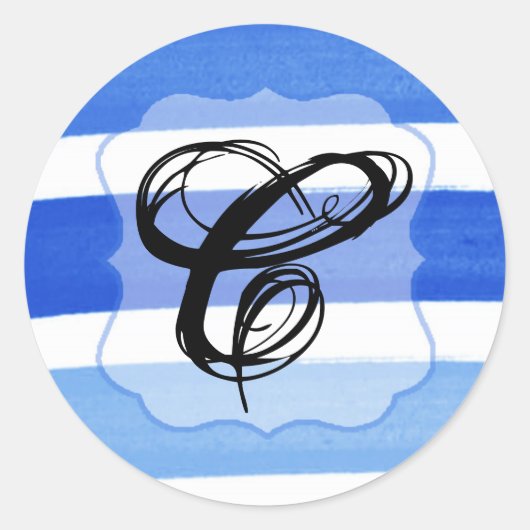 20 - 1.5 Envelopverbinding Ombre Streep Blauwe Lij Ronde Sticker (Voorkant)