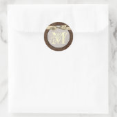 20 - 1.5 Envelopverzegeling Monogram Bruin Damask Ronde Sticker (Tas)