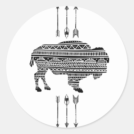 20 - 1.5 Envelopzegel Boho Buffalo Tribal Patter Ronde Sticker (Voorkant)