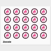 20 - 1,5" Envelopzegel Frans roze poedel Parijs Ronde Sticker (Vel)