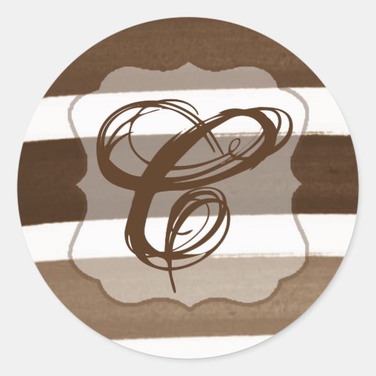 20 - 1.5 Envelopzegel Ombre Streep Bruine Lijn Ronde Sticker (Voorkant)