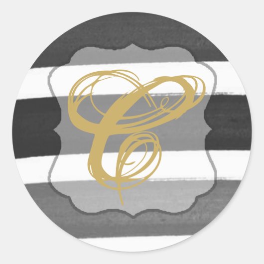 20 - 1.5 Envelopzegel Ombre Streep Zwart Lijn Ronde Sticker (Voorkant)