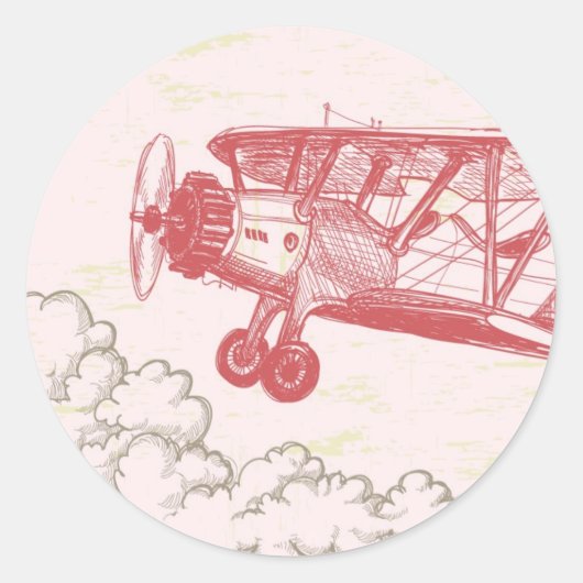 20 - 1.5 Envelopzegel vliegtuig in wolken Ronde Sticker (Voorkant)