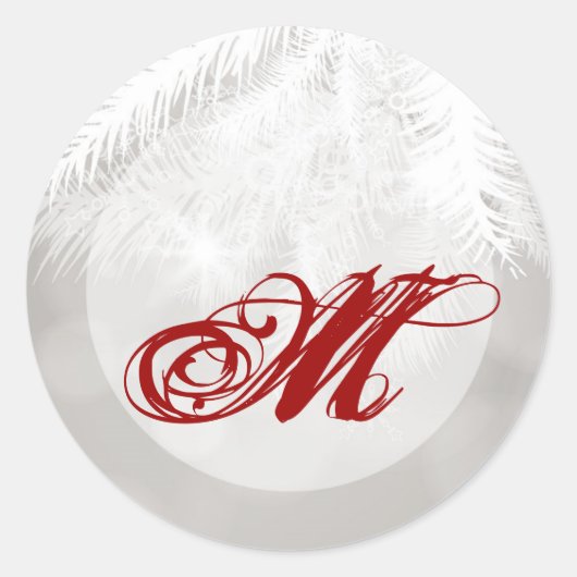 20 - 1,5-envelopzegel winter witte pine Nee Ronde Sticker (Voorkant)