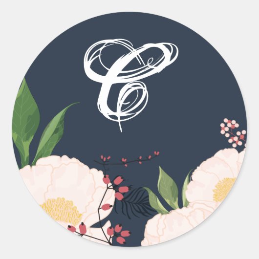 20 - 1.5 Envelopzegel Witte Bloemen op Da Ronde Sticker (Voorkant)