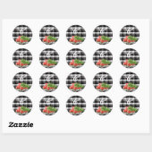 20 - 1.5 Envelopzegel XMAS Truck Buffel Plaid Ronde Sticker (Vel)