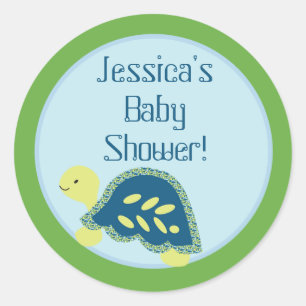 20 - 1,5" Favor Stickers Blauw Zee Schildpadden