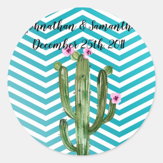 20 - 1,5" Favor Stickers Boho Cacti Cactus Succul (Voorkant)