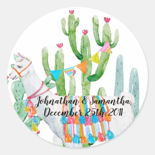 20 - 1,5" Favor Stickers Boho Llama Bohemian Cact (Voorkant)