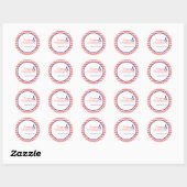 20 - 1,5" Favor Stickers Coral Navy Blue Chevron (Vel)