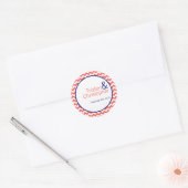 20 - 1,5" Favor Stickers Coral Navy Blue Chevron (Envelop)